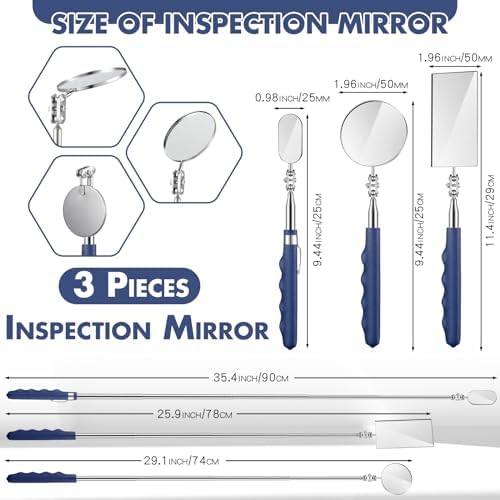 Copkim Telescoping Inspection Mirror Tool,50/50/25 Mm,Square,Round,Oval - Image 2