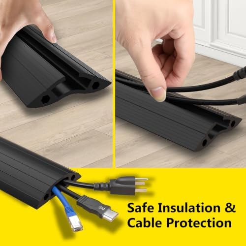 Eapele Floor Cord Cover 6.5ft Cord Covers for Wires on Floor, Linkable Heavy Duty Extension Cord Cover, Rubber Floor Cable Cover, Prevent Trip Hazard for Sidewalk Home Office Outdoor or Indoor - Image 5