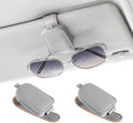 JUSTTOP 2 Pack Sunglasses Holders for Car, Magnetic Leather Buckle Sun Visor Sunglass Clip, Ticket Card Clip Sunglasses Mount, Car Interior Accessories for Men and Women (Gray) by JUSTTOP