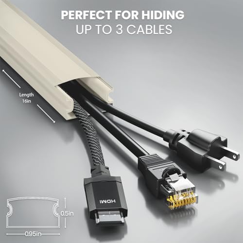 Cord Covers for Wires on Wall - 150in Cable Management Cable Hider - Cord Hiders for TV On Wall - Paintable Cable Concealer - Wire Covers for Cords - 10X (L16 x W0.95 x H0.5) - Medium | Beige - Image 3