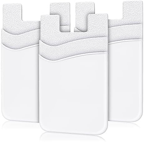 Senose Phone Wallet Stick On, Silicone White Credit Card Holder, 3 Pack by Senose