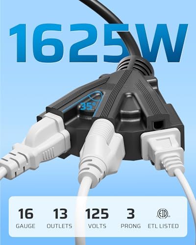 DEWENWILS 10FT Black Tri-Tap Landscape Outdoor Extension Cord, ETL Listed - Image 3