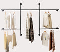 Industrial Pipe Clothing Rack, Wall Mounted Clothes Rack, Hanging Rod by HOMEYEENG