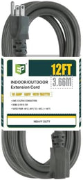 EP 12 Ft Heavy Duty Outdoor Extension Cord, 12/3 SJTW Grey 3-Prong by ENERGYPRO