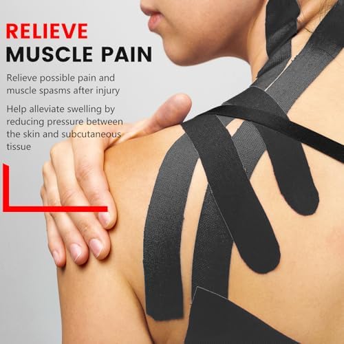 5 Rolls Black Kinesiology Tape, 2 inch x 16.4 Feet Kinetic Tape - Image 5
