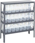 Quantum Storage Systems 1239-SB801CL Solid Heavy Duty 4 Shelves 24 Store-MAX Clear Bins 39" H x 36" W x 12" D by QuantumStorageSystems