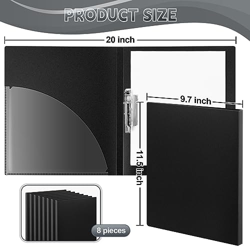 Teling 8 Pack Punchless Clamp Binder Folder Ringless Binder with Metal Clip and Poly Covers Flex Colored Swing Clamp for Work School Documents, 9.7 x 11.5 Inch(Black) - Image 2