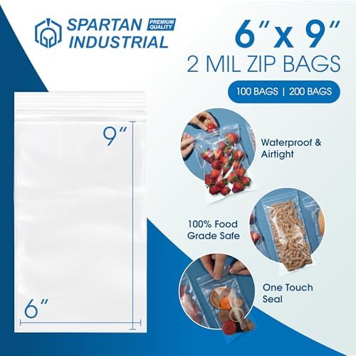 6” X 9” (100 Count) Quart Clear Reclosable Zip Plastic Poly Bags - Image 2