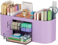 Marbrasse Pen Holder for Desk with 3 Drawers, Multi-Functional Pencil Holder, Desk Organizers and Accessories with 7 Compartments for Home, School, Classroom (Purple) by Marbrasse