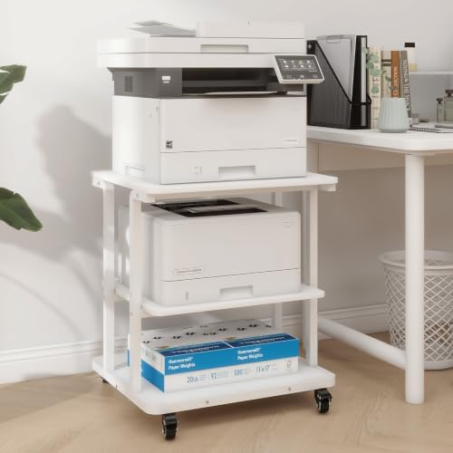 Natwind 3 Tier Laser Printer Stand,24''x20'' Side Table for Printer,White by Natwind
