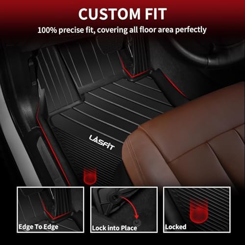 LASFIT Floor Mats for BMW X5 (F15) 2014-2018 / for BMW X6 (F16) 2015-2019, Custom Fit TPE All Weather Floor Liners 1st & 2nd Row Car Mat, Black - Image 4