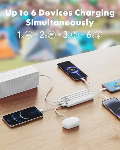 charmast Power Bank Portable Charger with Reinforced Built-in 4 Cables - Image 3