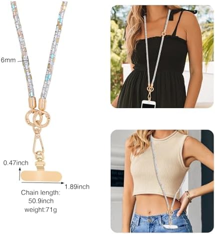 Crystal Phone Strap Crossbody Rhinestone Anti Theft Layered Strap Crossbody Gold Metal Buckles Cell Phone Neck for Women (Colour) - Image 5