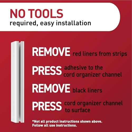 Command Cord Organizer Channel, 1 Channel, 8 Large Strips - Image 7