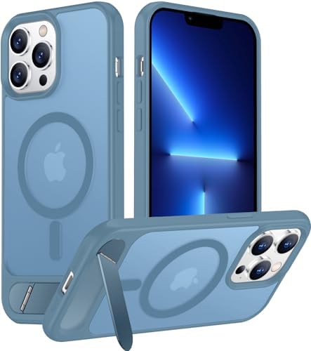 Temdan Magnetic Compatible with iPhone 13 Pro Max Case, [Built-in Invisible Kickstand][Compatible with MagSafe][Military Grade Shockproof] Slim Translucent Matte Phone Case for iPhone 13 Pro Max 6.7" by Temdan