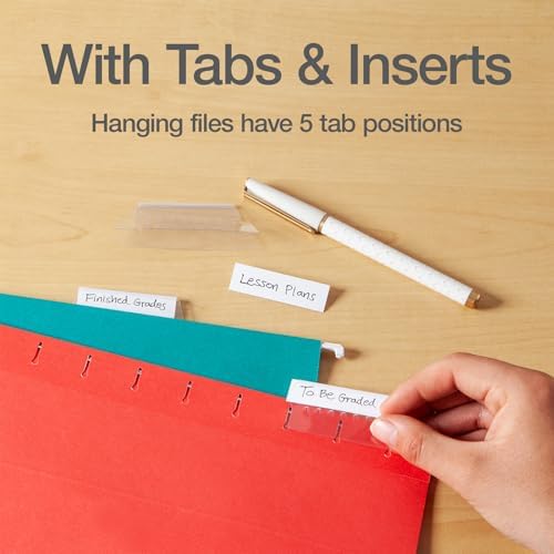 Oxford Hanging File Folders, 25 Pack, Letter Size (8.5" x 11"), 4 Tropical Colors, 5 Tab Positions, Includes Tabs and Inserts, Hanging Files for Office and Document Organization - Image 3