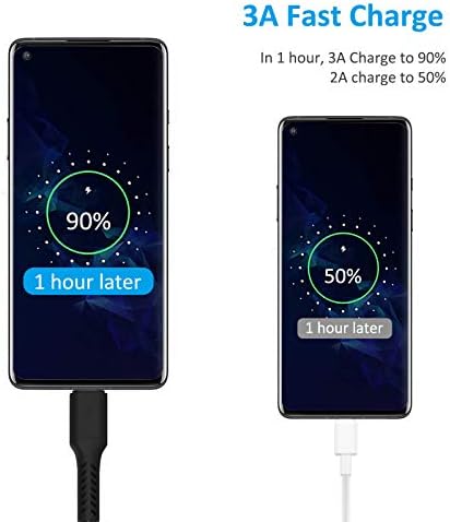 6 inch Short Fast Charging Cord, 5 Pack Durable USB A to USB Type C 3A Cable for Charging Station Compatible with Samsung Galaxy Note 9 10 S10 S20 S30 OnePlus 7T 8T LG V30 V40 - Image 3