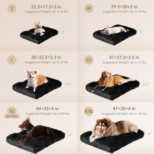 EHEYCIGA Fluffy Dog Crate Bed, Plush XX Large Dog Pillow, Black - Image 3