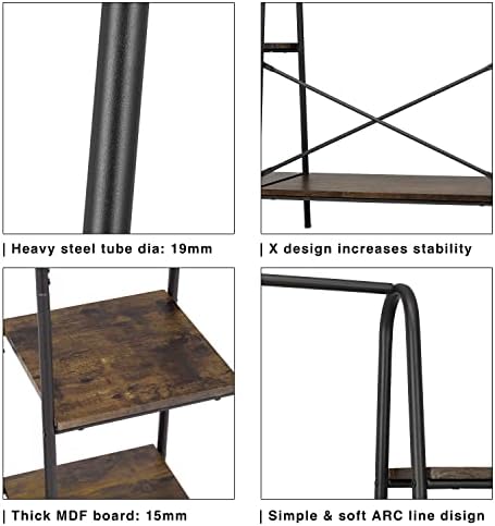 Finnhomy Rustic Clothes Rack, Clothing Rack for Hanging Clothes Heavy Duty Garment Rack with 5 Wood Shelves Freestanding Portable Closet Organizer for Bedroom/Entryway/Boutiques，Matte Black - Image 4