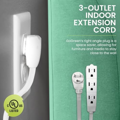 GoGreen Power Inc. (G-19615-2) 16/3 15' 3-Outlet Extension Cord, White, 15ft, 2 Pack - Image 3