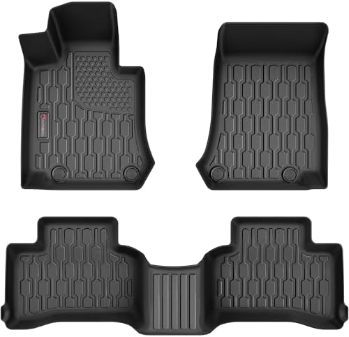 Floor Mats Compatible with 2016-2022 Mercedes Benz GLC, All Weather TPE Floor Liners, Custom Fit Car mats, 1st & 2nd Row, Black by AUTOBULL