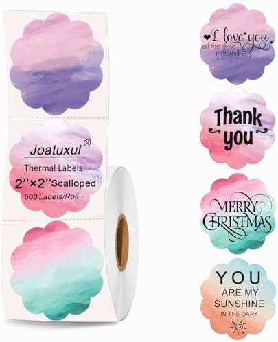 2''2'' Flower Thermal Sticker Labels, 500 Self-Adhesive Direct Thermal Labels/1 Roll, Multi-Purpose for DIY Logo Design, Name Tag, QR Code, Nebula by Joatuxul