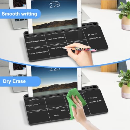 Desktop Glass Whiteboard with Storage, Weekly Calendar Desk White Board - Image 4