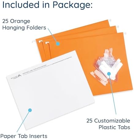Blue Summit Supplies 25 Hanging File Folders, Letter Size, Orange - Image 2