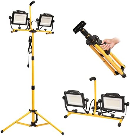 180W 20000 Lumen Dual-Head LED Work Light with Tripod Stand, 4 Brightness Adjustable, IP 65 Waterproof 10 Ft Power Cord by DAYATECH
