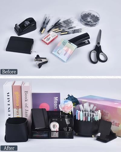 LXEVIHK Black Desk Accessories 21-Piece Office Supplies Gift Set - Image 7