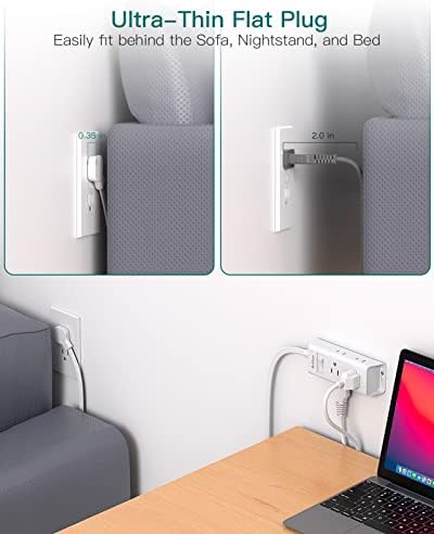 Addtam Flat Plug Extension Cord with 6 Outlet Extender for Cruise Travel - Image 2
