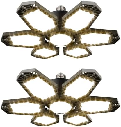 TANBABY 2 Pack Warm Garage Lights, Deformable Ceiling Light, 12000LM 3000K by TANBABY