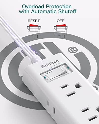 Addtam Flat Plug Extension Cord with 6 Outlet Extender for Cruise Travel - Image 6