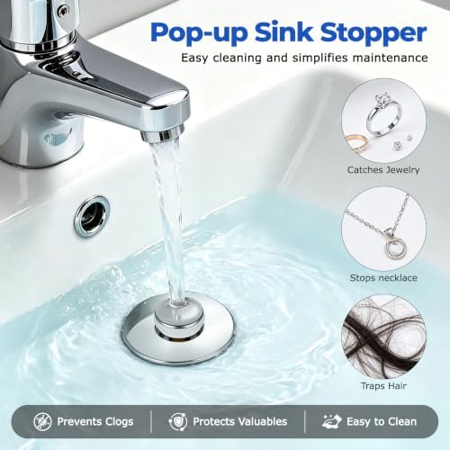 2 Pack Pop-up Sink Stopper, Bathroom Sink Stopper, Sink Drain Strainer - Image 5
