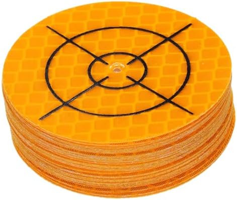 HARFINGTON 30pcs Survey Reflector Sheets 50mm x 50mm Self-Adhesive Surveying Target Mark Sticker Total Station Round Reflective Sheet Tape for Ship Inspection Tunnel Measure, Yellow by HARFINGTON
