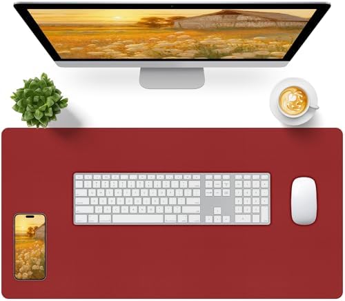 Bloss Red Desk Mat, Leather Desk Matt for Desktop, Waterproof Large Desk Pad, Keyboard Mat, Computer Mat for Office/Home/Decor(31.5 x 15.7 Inches) by Bloss