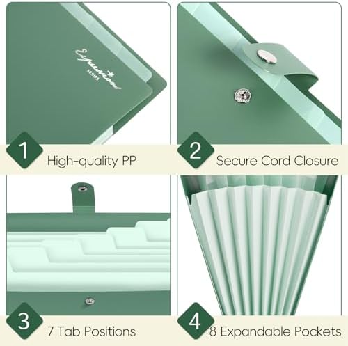 Sooez Elegant Accordion File Organizer, 8 Pocket Expanding File Folder - Image 5