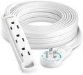 Maximm 25 Ft 360 Rotating Flat Plug Extension Cord, 3-Outlet, White, UL by MaximmCable
