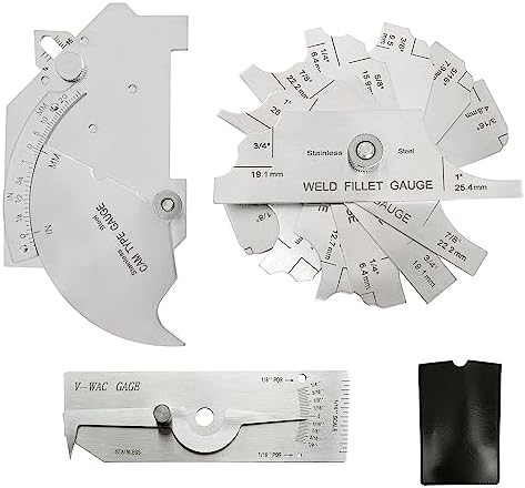 3pcs/Set MG-11 Cam Type Weld Gauge Metric & Inch + V-WAC Gage Biting Edge Stainless Steel Welding Gauge + MG-8 Bridge Cam Gage Welding Gauge by JENSWILL