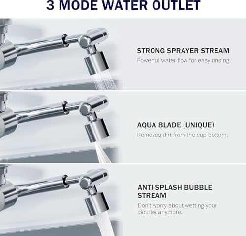 Frizzlife Water Filter for Sink Faucet Extender with Extension, NSF/ANSI 372, 9pcs Filters Reduce 99% Chlorine, 1080° Rotating Brass Tap Filter, 3 Modes Attachment for kitchen/Bathroom, FF1080-EX - Image 5