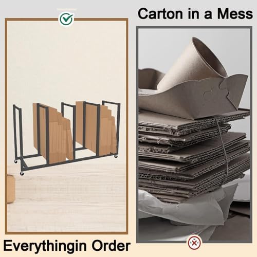 Commercial Carton Storage Rack Cartons Cart, Large Portable Cardboard Stand with Casters Wheels, for Warehouse/Shipping Station Hold Broken Down Boxes(Hold 80-110 Pcs) - Image 5