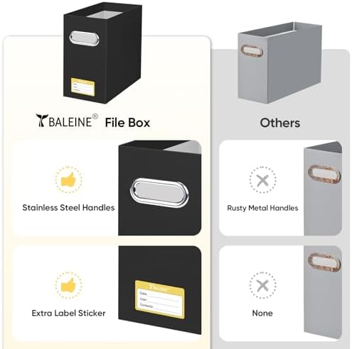 BALEINE 2PK File Organizer Box, Cardboard File Folder Organizer with Handle - Image 5
