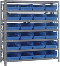 Quantum Storage Systems 1239-107BL Steel Shelving Unit with 4" Shelf Bins, 12" D x 36" W x 39" H, Blue by QuantumStorageSystems