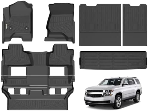Wailtnb-All Weather Floor Mats & Cargo Liner for 2015-2020 Chevrolet Tahoe/GMC Yukon Custom Fit Chevrolet Tahoe Waterproof Durable Easy to Clean fit for 2015-2020 Tahoe Accessories for Tahoe Black by Wailtnb