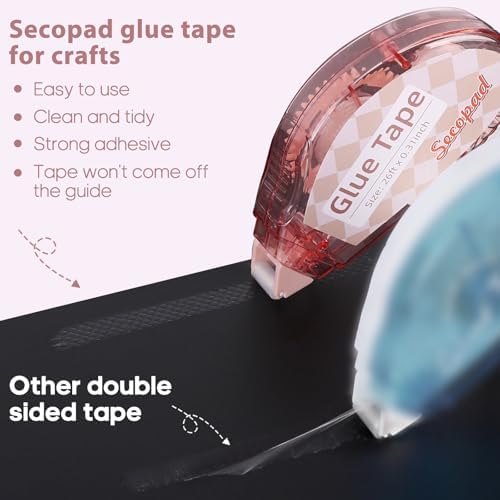 Secopad Scrapbook Tape, Glue Tape for Crafts, 6 Pack, Light-Colored Shell - Image 2