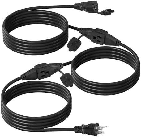 BN-LINK 25 ft Outdoor Extension Cord w/3 Inline Outlets 16/3 Gauge, SJTW for Landscaping & Holiday Decorations, Grounded, ETL Listed(Black) by BN-LINK
