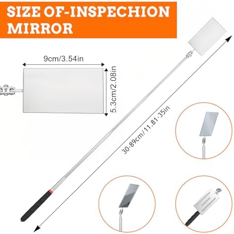 2 Pcs Telescoping Inspection Mirrors, Rectangle Telescopic Mechanic Mirror - Image 2