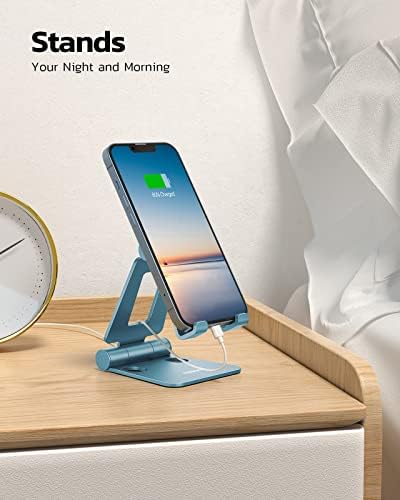 Nulaxy Full Aluminum Dual Folding Cell Phone Stand for Desk, Blue - Image 3