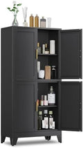 GAIOUS 47.25" Metal Storage Cabinet, Black Kitchen Food Cabinet with 4 Door by GAIOUS