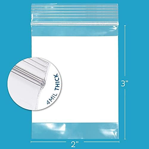 2" x 3" Small Zip Bags, 100 Pack, 4 Mil Heavy Duty, Write with White Block - Image 2
